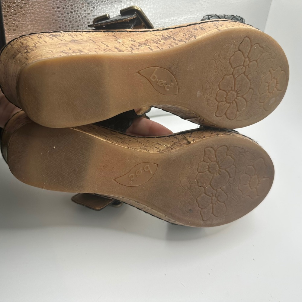 B.O.C. Born Concept Black Woven Cork Wedge Sandals wedding Womens 9M - Picture 4 of 4